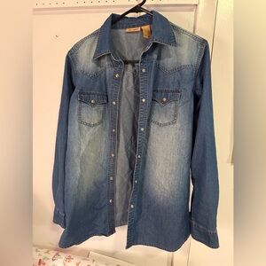 Wrangler Blue Denim Pearl Snap Shirt